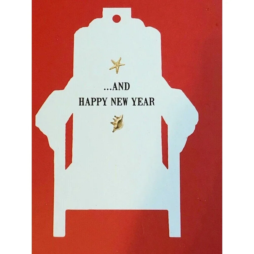 Merry Christmas Ornament 12 Cards Beach Chair Boxed Cut Out Nautical Beach Paper